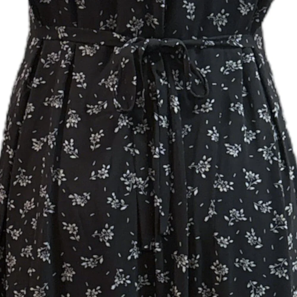 Vtg Dark Academia Ditzy Floral Maxi Dress Sz 8 Button Front Collared Cottagecore - Picture 12 of 15